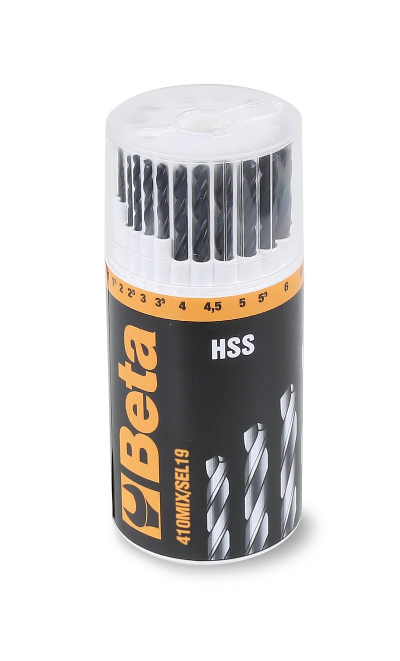 BETA - Serie di 13 punte 410 e 6 punte con inserto in metallo duro in selettore di plastica MIX-SELECT HSS/MURO 19PZ MIX 19.