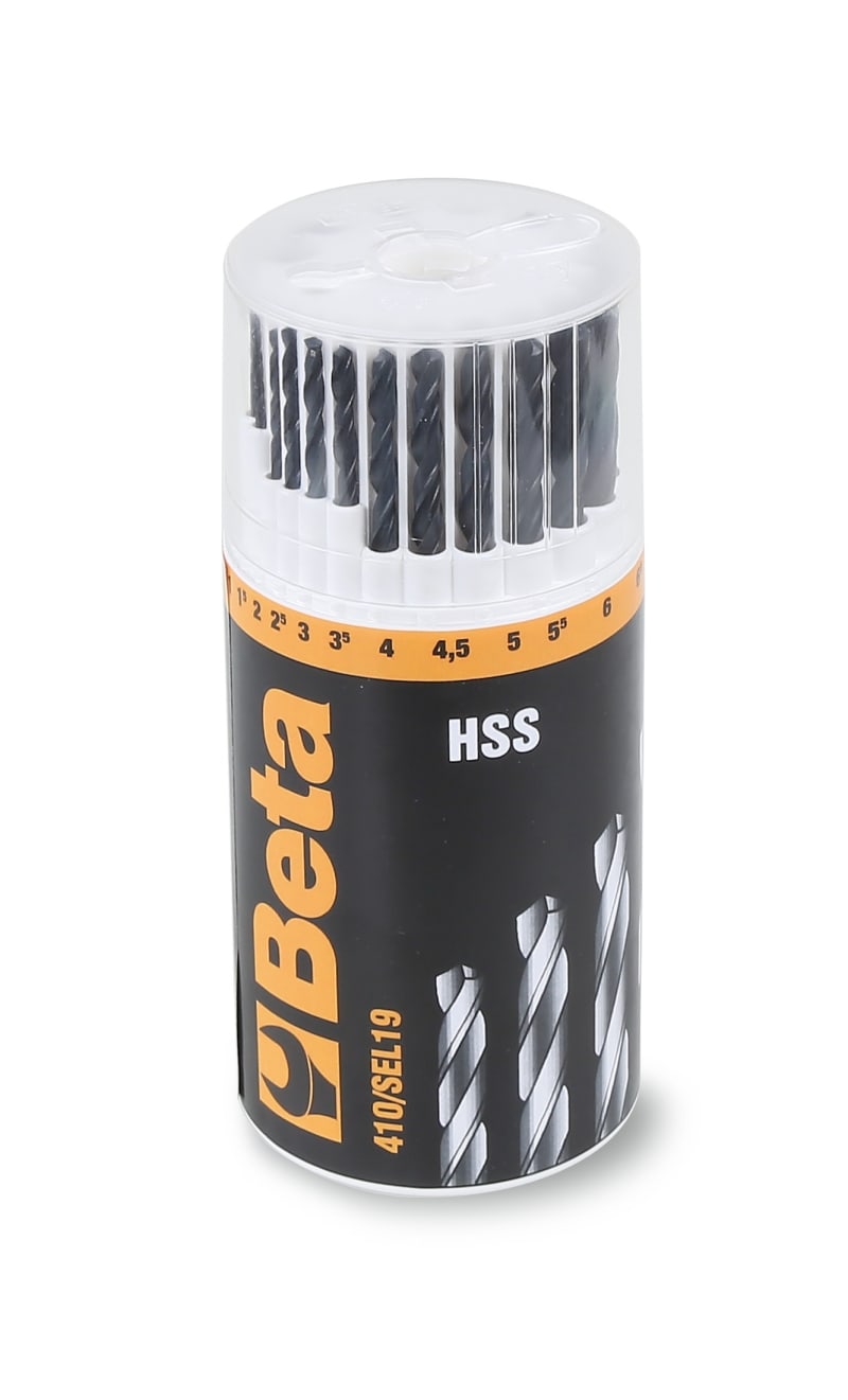 BETA - Serie di punte elicoidali cilindriche P.TE RULL HSS 19PZ SEL 19 art. 410.