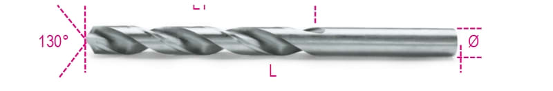 BETA - Punte elicoidali cilindriche serie corta in acciaio HSS rettificate lucide, punte rettificate HSS 5,25.