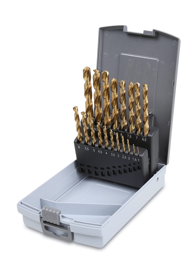 BETA - Serie di punte elicoidali cilindriche HSS Titanio 19pz in cassetta SP19.