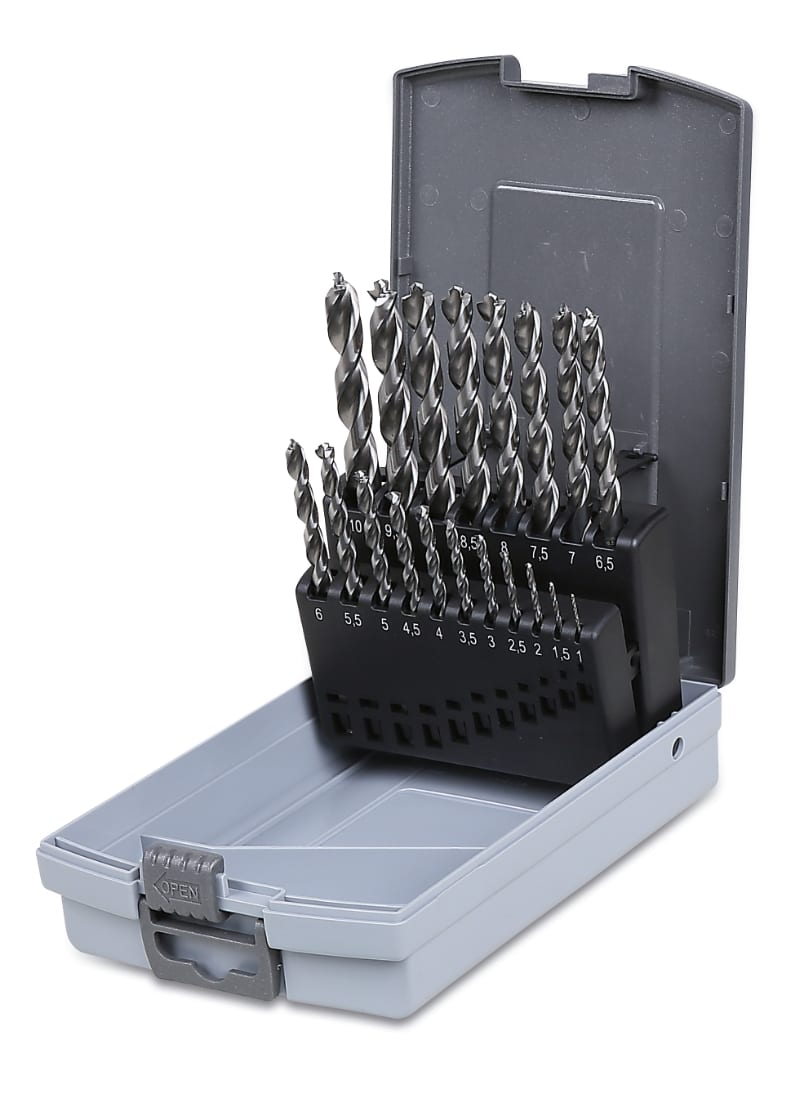 BETA - Serie di 19 punte in HSS con affilatura speciale e puntina di centraggio CPREFORO DA CENTRAG SR.19PZ/SP19.