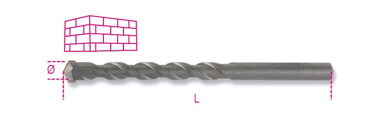 BETA - Punte elicoidali cilindriche per muratura serie corta in acciaio fresato con placchetta in metallo duro muro rett. cilindr corte 5. 004170005