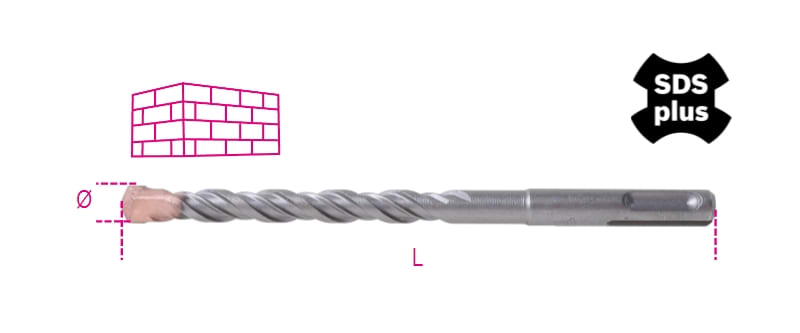 BETA - Punte per muratura corpo fresato con placchetta in metallo duro codolo SDS Plus 4X110 attacco.