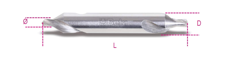 BETA - Punte a centrare rettificate angolo di svasatura 60° in acciaio HSS, punte doppie a centrare 1,60.