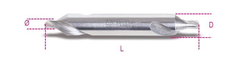 BETA - Punte doppie a centrare rettificate angolo di svasatura 60° in acciaio HSS 2,50.
