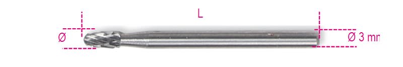 BETA - Mini frese rotative in metallo duro limano ovali D3 3.