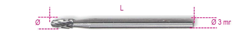 BETA - Mini frese rotative in metallo duro limano ovali D3 3.