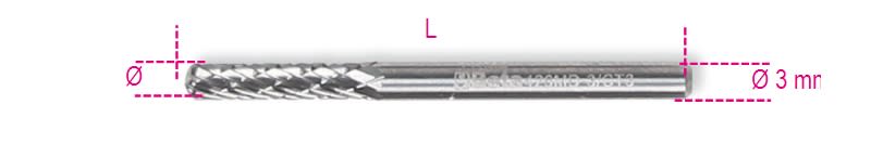 BETA - Mini frese rotative in metallo duro, frese limare md d3 cilindr. tonda 3, ideali per lavori di precisione.