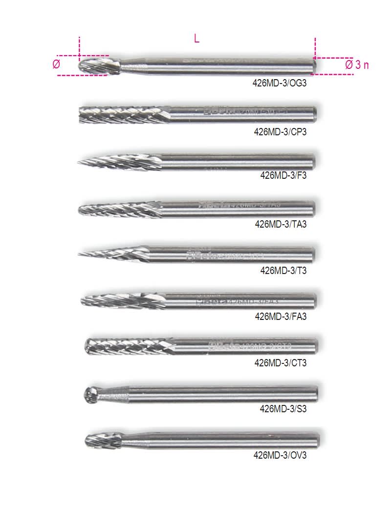 BETA - Mini frese rotative in metallo duro, frese limare md d3 triangolari arrot.3, ideali per lavori di precisione.