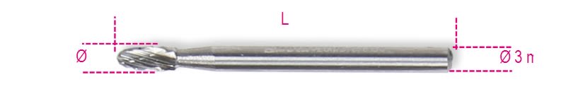 BETA - Mini frese rotative in metallo duro limano con precisione ogive di dimensioni 3.