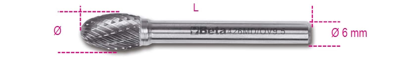 BETA - Lime rotative in metallo duro taglio incrociato HM6 e fresa limare MD D6 ovale 6. 004260531