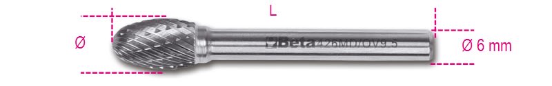 BETA - Lime rotative in metallo duro taglio incrociato HM6 e fresa limare MD D6 ovale 6. 004260531