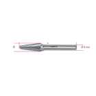 BETA - Lime rotative in metallo duro taglio incrociato HM6 e frese limare MD D6 triangolari arrot. 6