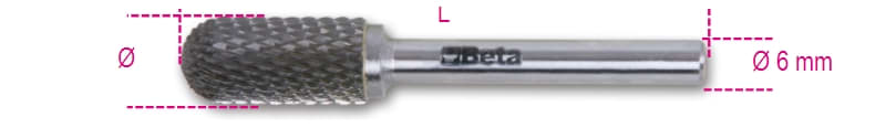 BETA - Lime rotative in metallo duro taglio incrociato HM6 FRESE LIMARE MD D6 CILINDRICA TONDA 16. 004260553