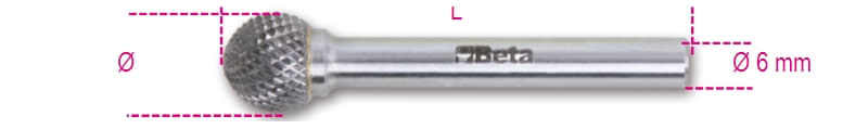 BETA - Lime rotative in metallo duro taglio incrociato HM6 e fresa limare MD D6 sferiche 16. 004260558