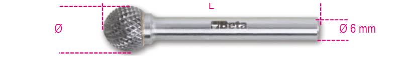 BETA - Lime rotative in metallo duro taglio incrociato HM6 e fresa limare MD D6 sferiche 16. 004260558