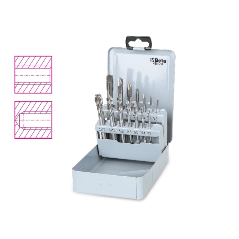 BETA - Assortimento di 14 maschi a macchina 428FP+428FC cassette maschi macchina fp/fc hss /c14