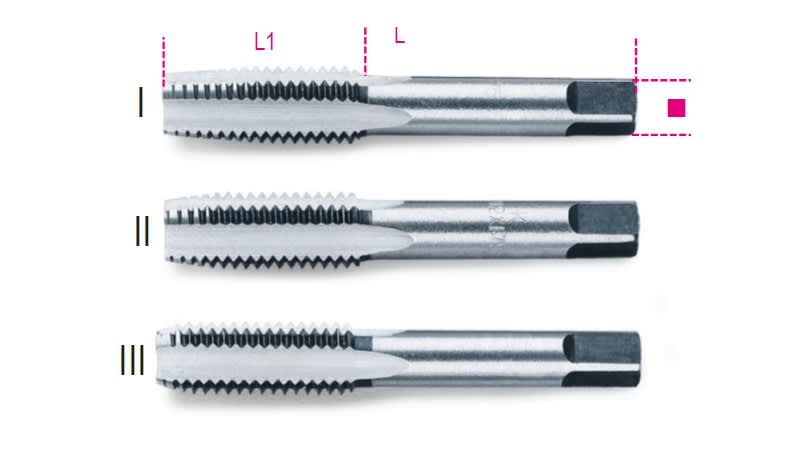 BETA - Serie di 3 maschi a mano sgrossatore, intermedio, finitore passo grosso in acciaio al cromo maschi passo grosso 4 serie 3pz.