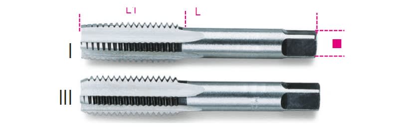BETA - Serie di 2 maschi a mano sgrossatore e finitore passo fine in acciaio al cromo, maschi a mano passo fine sr 2pz 9x1.