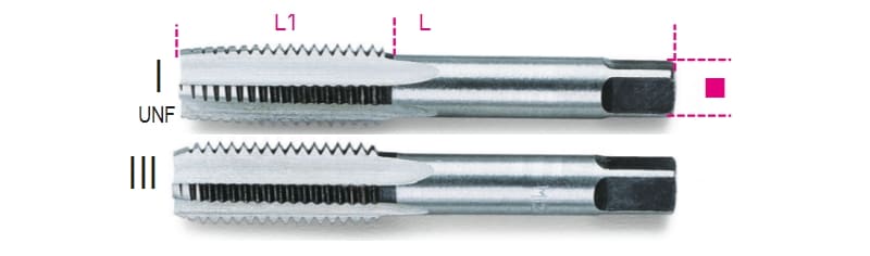 BETA - Serie di 2 maschi a mano UNF, passo fine in acciaio al cromo, maschi a mano UNF SR 2pz ASF 3/8.