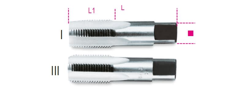 BETA - Serie di 2 maschi a mano filettatura GAS cilindrica in acciaio al cromo SR 2PZ ASG 1/8.