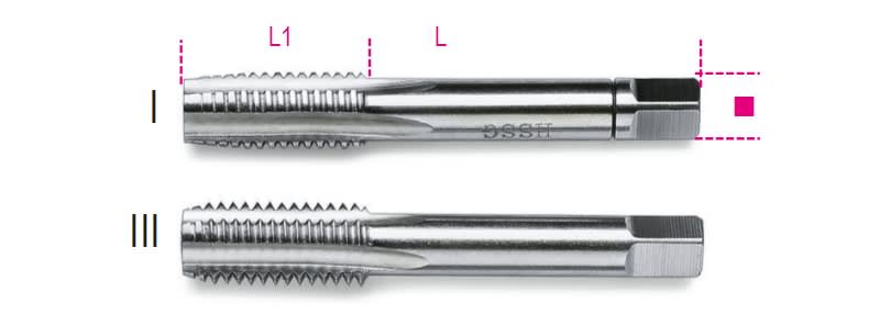 BETA - Serie di 2 maschi a mano sgrossatore e finitore passo fine in acciaio HSS, maschi a mano HSS passo fine 2pz 20x1,25.