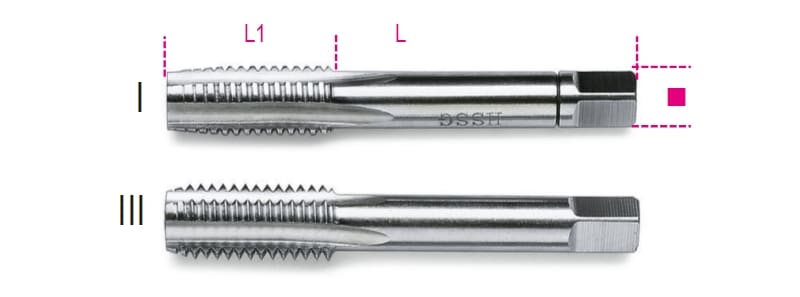 BETA - Serie di 2 maschi a mano sgrossatore e finitore passo fine in acciaio HSS 2PZ 22X1,5.
