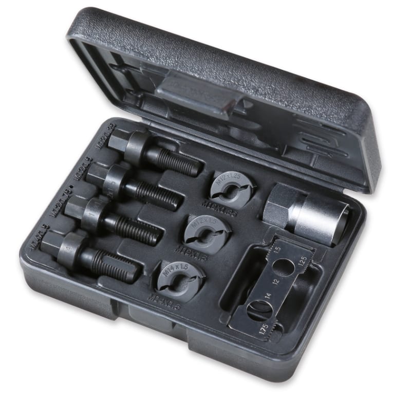 BETA - Assortimento per ripristino filettature maschio e femmina, viti fissaggio ruote, set ripristino filetti dadi ruote k/9.