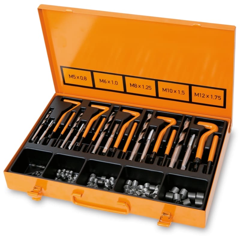 BETA - Kit di ripristino delle filettature danneggiate, set ripristino filetti univ. M5-M12 U/09, ideale per riparazioni rapide e precise.