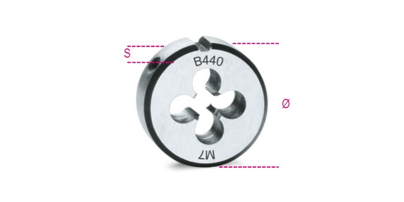 BETA - Filiere tonde passo grosso filettatura metrica in acciaio al cromo est25,4 12. 004400012