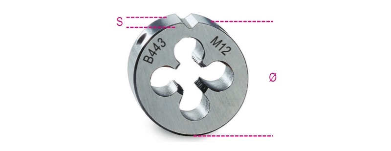 BETA - Filiere tonde filettatura metrica passo fine in acciaio HSS MF EST38X10 13X1,5.