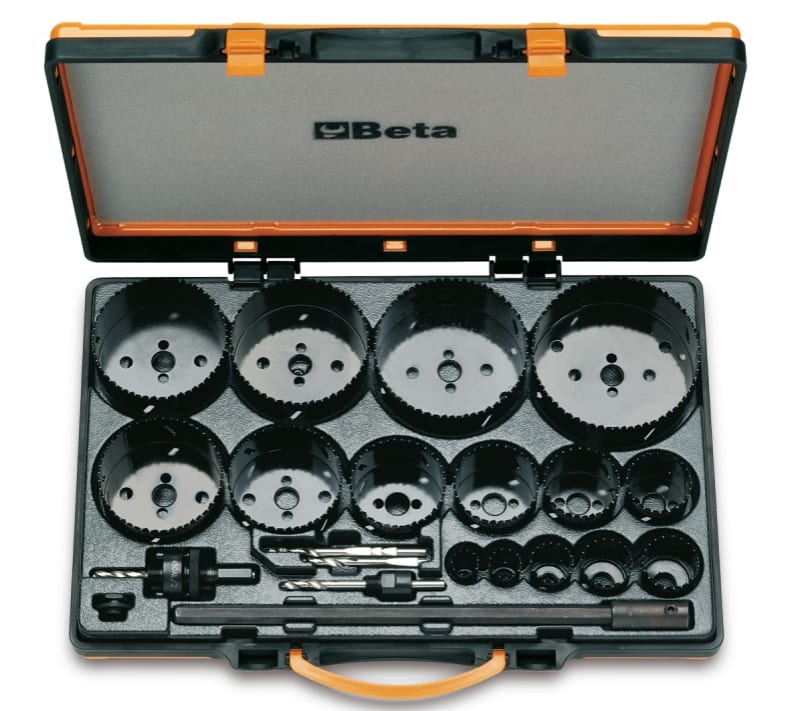 BETA - Assortimento di seghe a tazza con accessori per uso industriale in cassetta metallica 21pz.