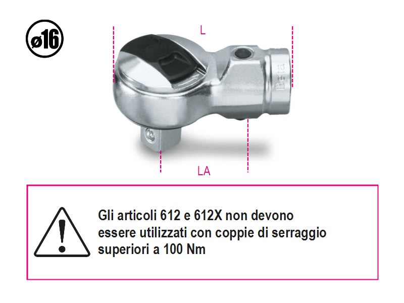 BETA - Cricchetti reversibili per barre dinamometriche 3/4 per dinabeta x.