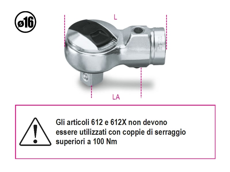 BETA - Cricchetti reversibili per barre dinamometriche 3/4 per dinabeta x.