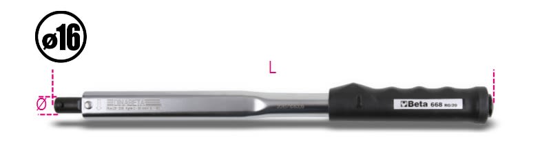 BETA - Barra dinamometrica a scatto non graduata adatta a serraggi destrorsi e sinistrorsi precisione di serraggio ± 4% per il settaggio della coppia usare barre dinabeta regolabili 60nm rg/6