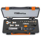 BETA - Assortimento di barra dinamometrica 604B, 1 cricchetto reversibile, 8 chiavi a bussola esagonali e 4 chiavi a forchetta in cassetta di lamiera con ter, cassette 604B/5+13 access. att.8 b/c5.