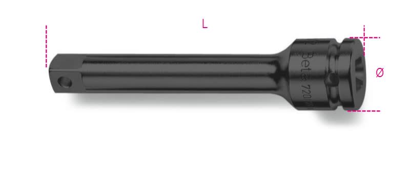 BETA - Prolunga con attacchi quadri maschio e femmina 3/8 fosfatato, prolunghe per buss macc 125mm 3/8 21. 007100823