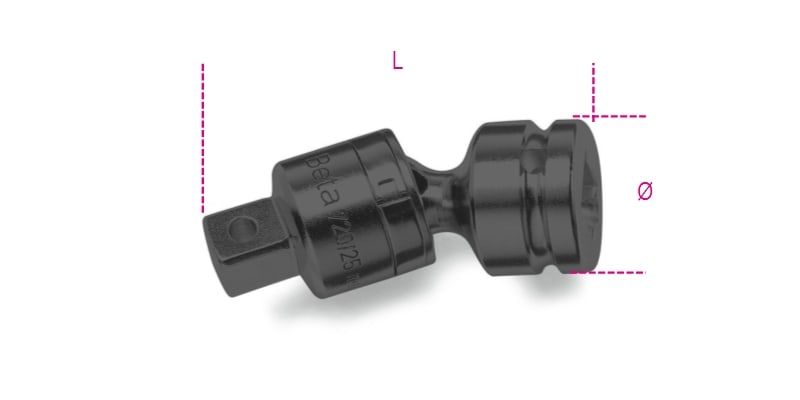 BETA - Snodo con attacchi quadri maschio e femmina 3/8" fosfatato per bussole a macchina 3/8 /25.