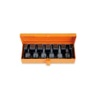 BETA - Serie di chiavi a bussola maschio per viti con impronta torx, con attacco quadro femmina 1/2 fosfatate in cassetta di lamiera, cassette 6pz 1/2 tx buss.macch. 720tx/c6.