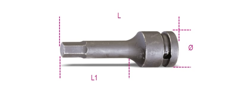 BETA - Chiavi a bussola maschio esagonale con quadro femmina 1/2" fosfatate BUSSOLE A MACCHINA MASCH ESAG ME 10.