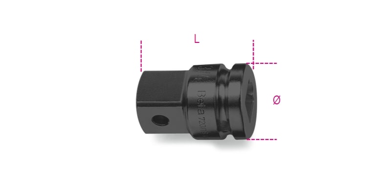 BETA - Raccordo con attacco quadro femmina 1/2" e maschio 3/4" fosfatato per bussola macchina 1/2x3/4 16.