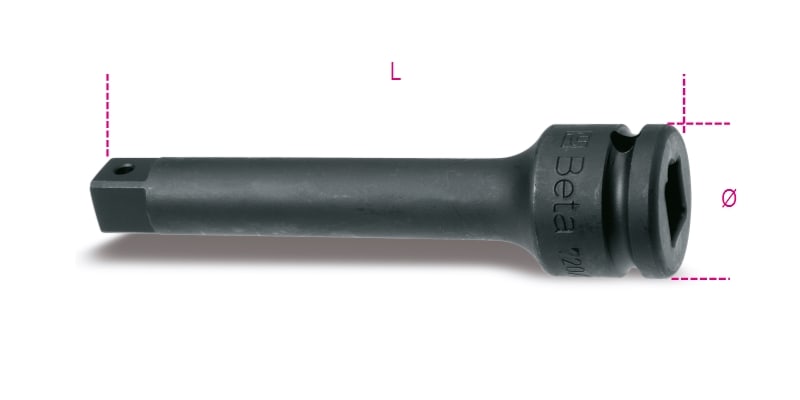 BETA - Prolunga con attacchi quadri maschio e femmina 1/2 fosfatato per bus macch 125mm 1/2 21.