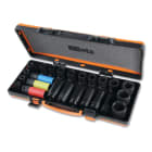 BETA - Serie di 24 chiavi a bussola macchina con attacco quadro femmina 1/2" fosfatate, in cassetta di lamiera. Cassetta buss macch 1/2 24pz. /C24.