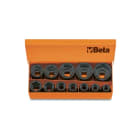 BETA - Serie di 12 chiavi a bussola con attacco quadro femmina 1/2" fosfatate in cassetta di lamiera CASSETTE BUSS MACCH 1/2 SR 12PZ. /C12.