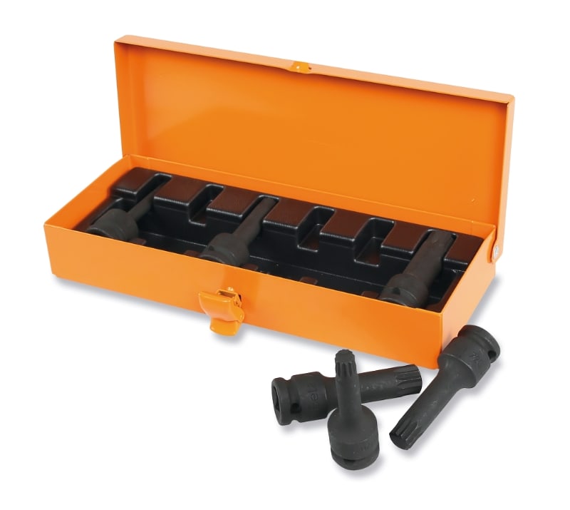 BETA - 6 chiavi a bussola per viti con impronta XZN fosfatate in cassetta di lamiera per macchine.