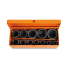 BETA - Serie di 12 chiavi a bussola macchina con bocca poligonale in cassetta di lamiera, cassette bussole macc 1/2 polig 12pz/c12.