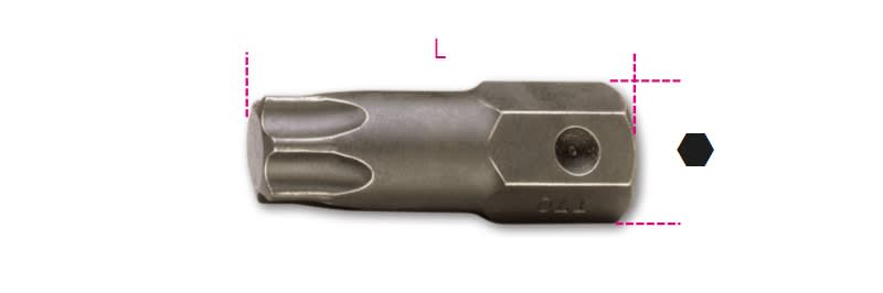 BETA - Inserti maschio per viti con impronta torx attacco 16 mm fosfatati, inserti macchina tx esagono 16 t60.