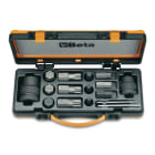 BETA - 12 inserti maschio e 4 accessori in cassetta di lamiera esagonale per macchina, 16 pezzi.