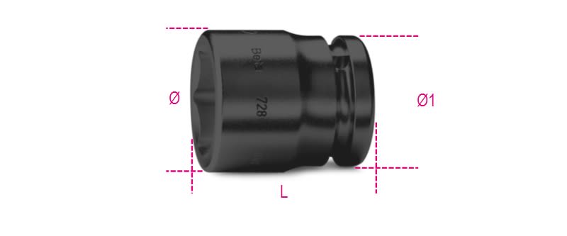 BETA - Chiavi a bussola con attacco quadro femmina 3/4" bocca esagonale serie normale fosfatate AS 1.1/8 MACCHINA BUSSOLE.