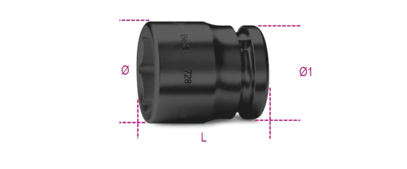 BETA - Chiavi a bussola con attacco quadro femmina 3/4" bocca esagonale serie normale fosfatate AS 1.5/8 MACCHINA BUSSOLE.